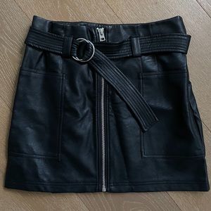 Topshop front zip faux leather mini skirt
